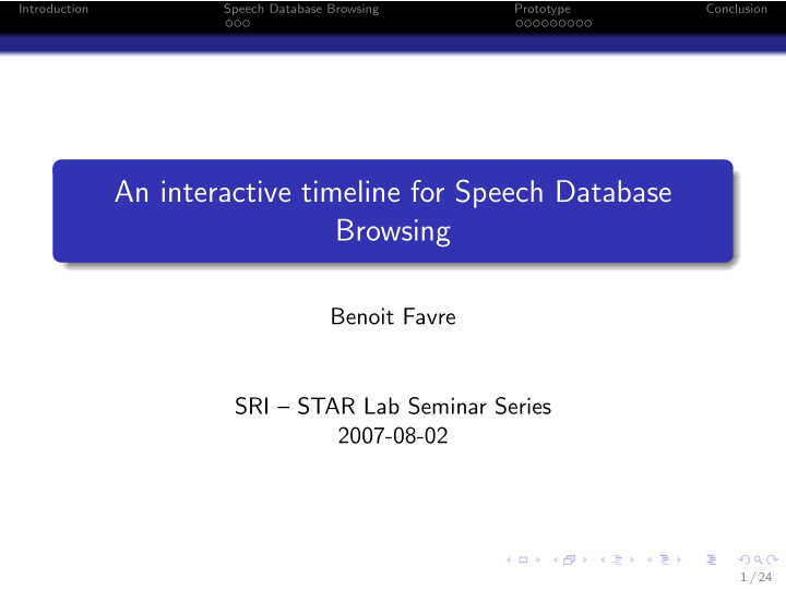 an interactive timeline for speech database browsing