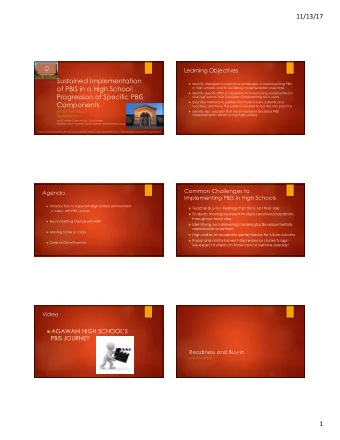 11/13/17  Learning Objectives  Sustained Implementation u Identify strategies to overcome