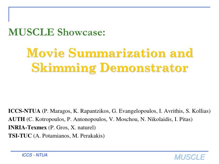 movie summarization and movie summarization and skimming