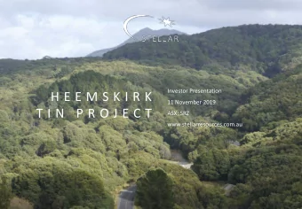 H E E M S K I R K  11 November 2019  T I N  P R O J E C T  ASX: SRZ  www.stellarresources.com.au  2