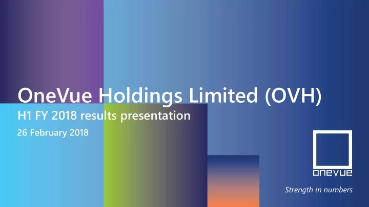 onevue holdings limited ovh