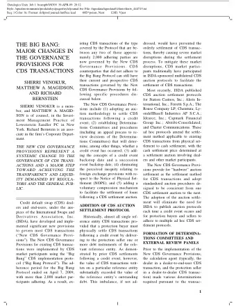 THE BIG BANG:  isting CDS transactions of the type  dressed, would have prevented the  covered by