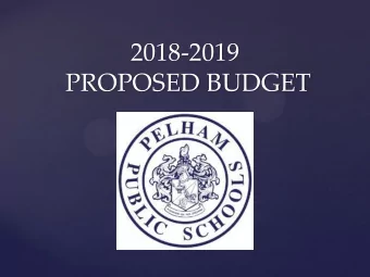 2018-2019  PROPOSED BUDGET  2018-19 PROPOSED BUDGET HIGHLIGHTS  $73,650,000 Budget  1.20% Expense
