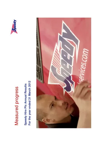 Measured progress  Legal disclaimer  This presentation has been prepared to inform investment