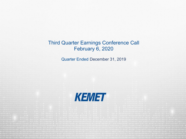 third quarter earnings conference call february 6 2020
