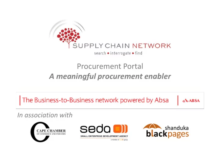 procurement portal a meaningful procurement enabler