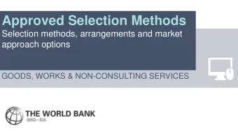 Approved Selection Methods  Selection methods, arrangements and market  approach options  GOODS,