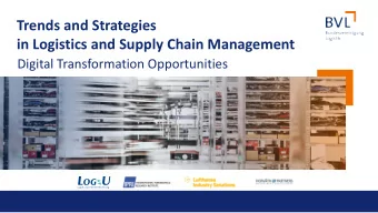Trends and Strategies  in Logistics and Supply Chain Management  Digital Transformation