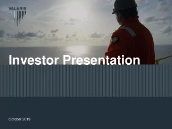 Investor Presentation  October 2019  Forward-Looking Statements  Statements contained in this