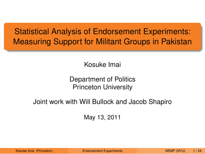 statistical analysis of endorsement experiments measuring