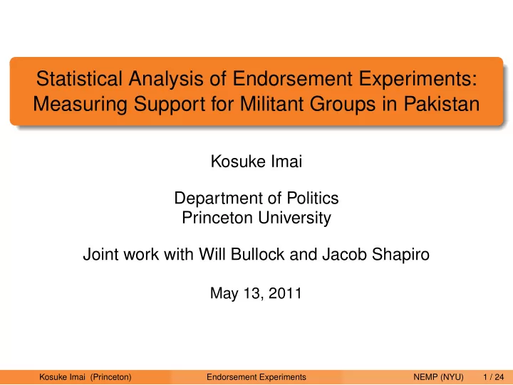 statistical analysis of endorsement experiments measuring