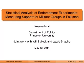 Statistical Analysis of Endorsement Experiments:  Measuring Support for Militant Groups in Pakistan