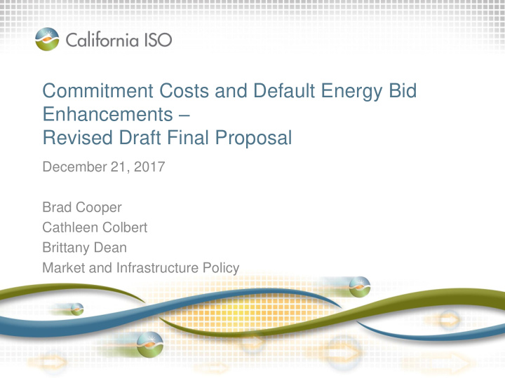 commitment costs and default energy bid