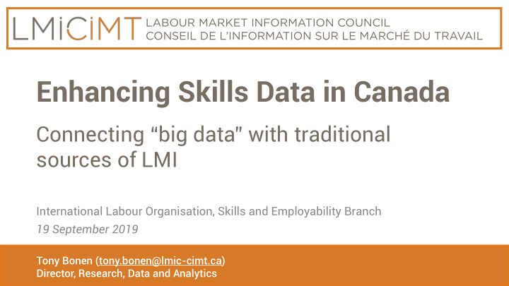 enhancing skills data in canada