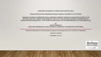 (MAIN INVESTIGATOR, PROFESSOR SERGE NADEAU, UNIVERSITY OF OTTAWA)  ANALYSIS OF RESULTS OBTAINED