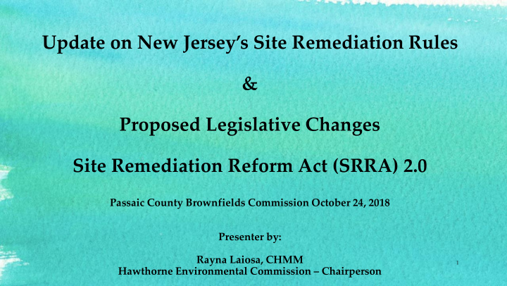 update on new jersey s site remediation rules
