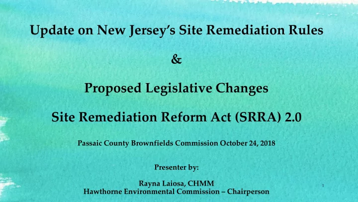 update on new jersey s site remediation rules