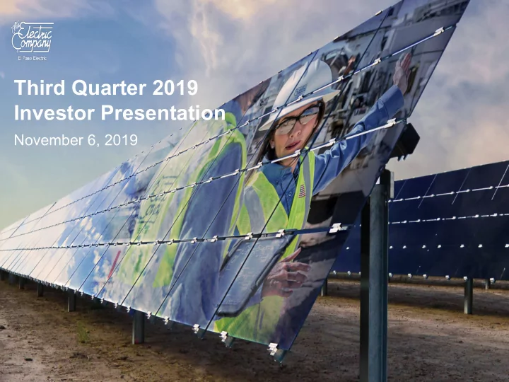 third quarter 2019 investor presentation