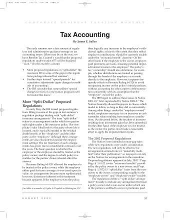 Tax Accounting  By James E. Salles  The early summer saw a fair amount of regula-  then logically