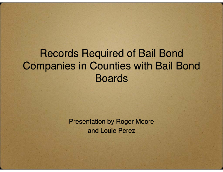 records required of bail bond records required of bail