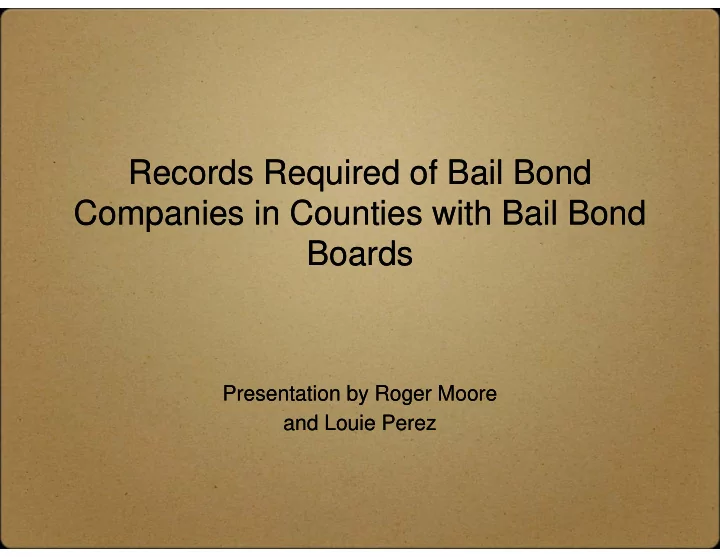 records required of bail bond records required of bail