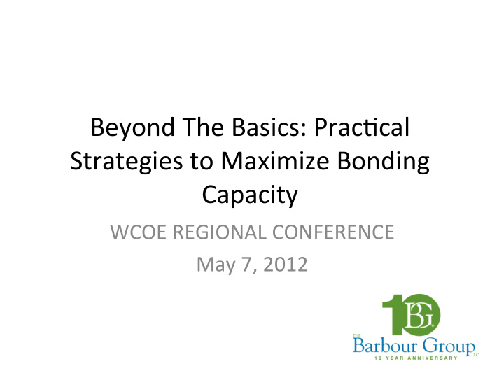 beyond the basics prac1cal strategies to maximize bonding