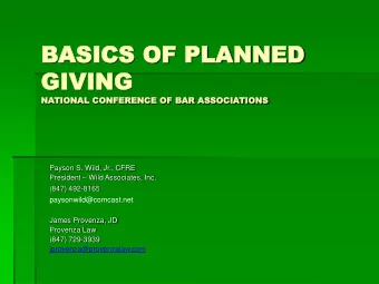 BASIC  ASICS  S OF  OF PLANNED  PLANNED  GIVI  GIVING  NG  NATIO  TIONAL  L CON  ONFERENC  FERENCE