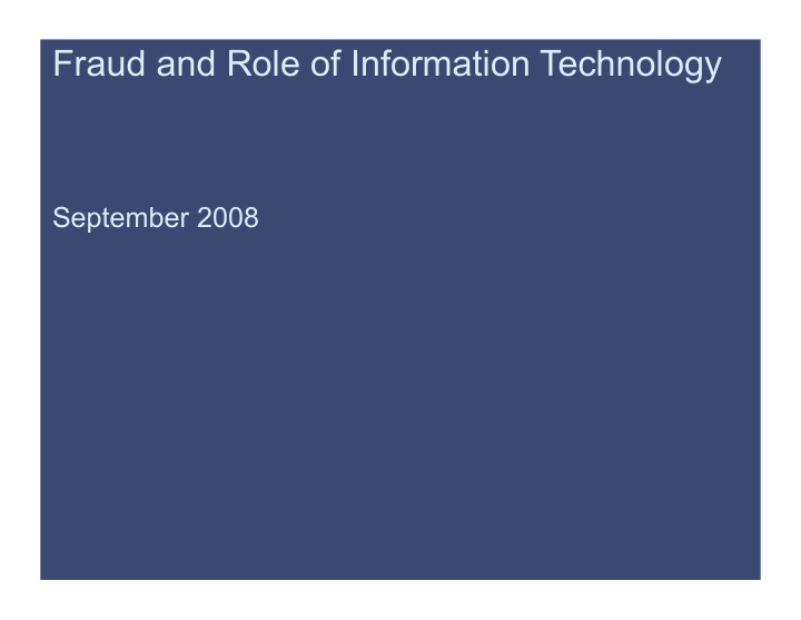 fraud and role of information technology