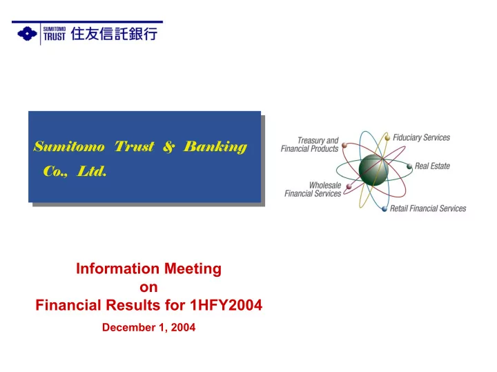 information meeting on financial results for 1hfy2004