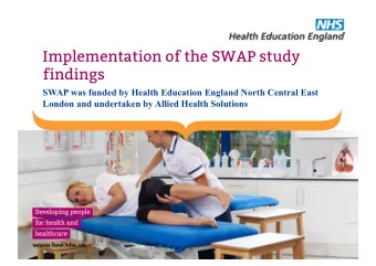 Implementation of the SWAP study  findings  SWAP was funded by Health Education England North