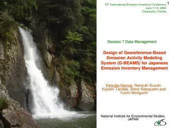 1 13 th International Emission Inventory Conference  June 7-10, 2004  Clearwater, Florida  Session