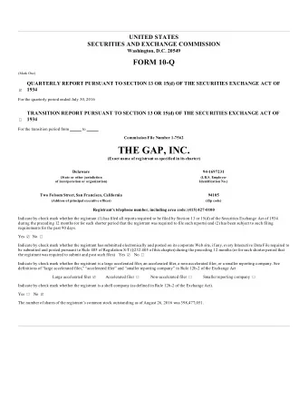 THE GAP, INC.  (Exact name of registrant as specified in its charter)  Delaware  94-1697231  (State