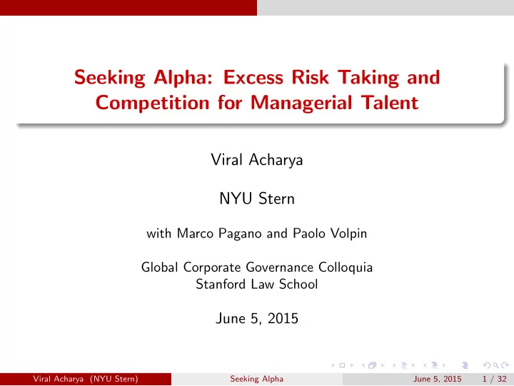 seeking alpha excess risk taking and competition for
