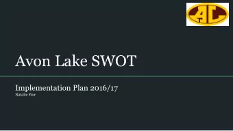 Avon Lake SWOT  Implementation Plan 2016/17  Natalie Fior  District Goal: Establish district focus
