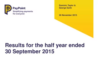 30 September 2015  Agenda  2  Progress  3  Financial review  4  Operational review  9  Our retail