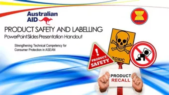 Product Safety and Labeling  Session 1  Introduction  Session topics / Outline  Rationale of