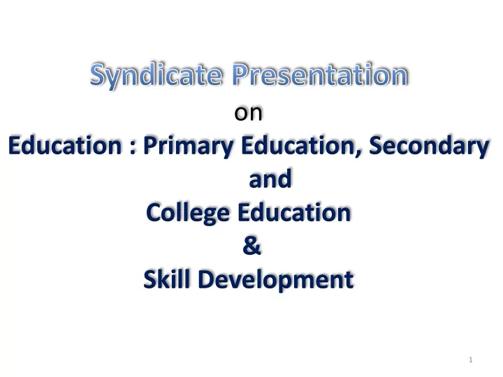 on education primary education secondary and college