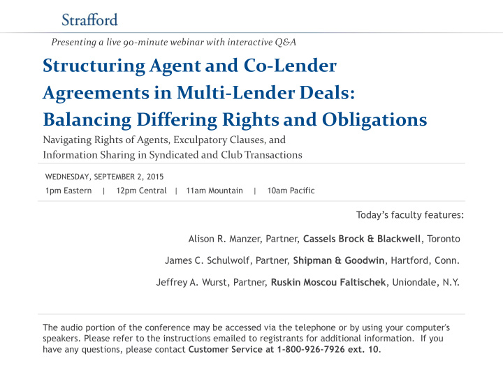 structuring agent and co lender agreements in multi
