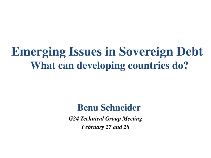 emerging issues in sovereign debt