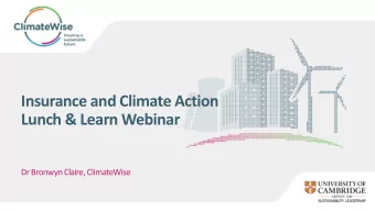 Insurance and Climate Action  Lunch &amp; Learn Webinar  Dr Bronwyn Claire, ClimateWise  Insurance