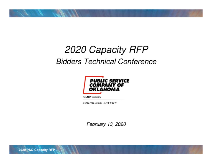 2020 capacity rfp