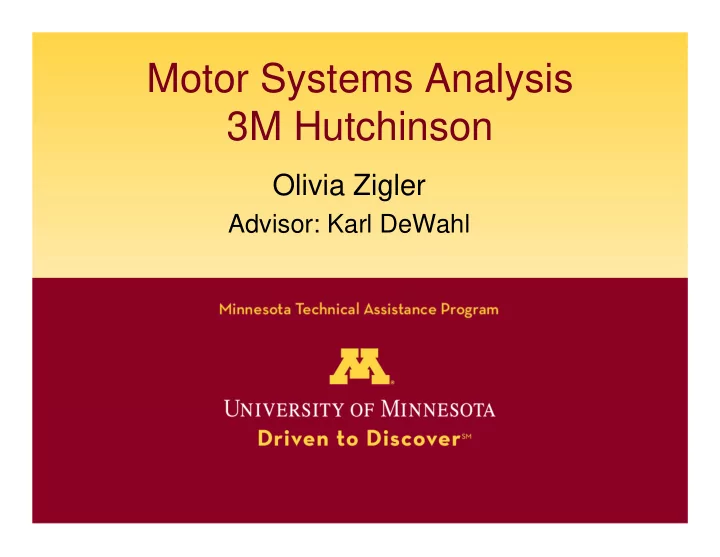 motor systems analysis 3m hutchinson