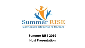 Host Presentation  Summer RIS  ISE Highlights    Career exploration experience for rising MCPS
