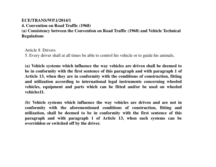 ece trans wp 1 2014 1 4 convention on road traffic 1968 a