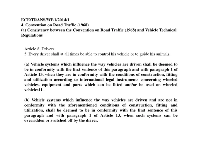 ece trans wp 1 2014 1 4 convention on road traffic 1968 a