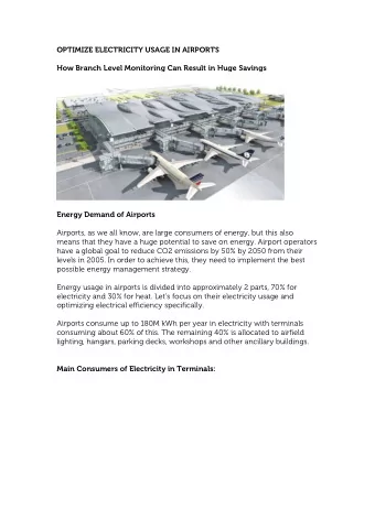 OPTIMIZE ELECTRICITY USAGE IN AIRPORTS  How Branch Level Monitoring Can Result in Huge Savings