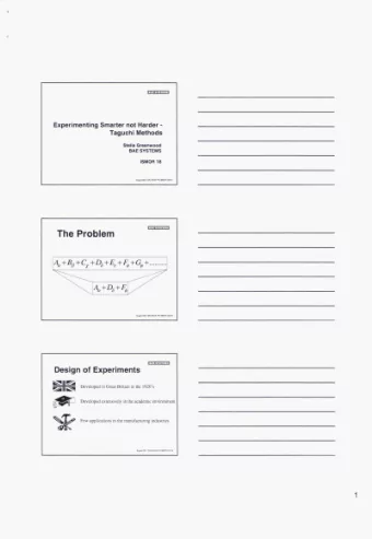 Experimenting Smarter not Harder zyxwvutsrqponmlkjihgfedcbaZYXWVUTSRQPONMLKJIHGFEDCBA  -  Taguchi