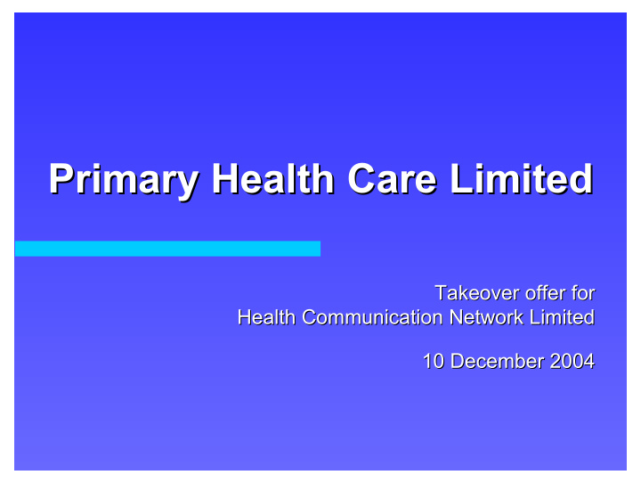 primary health care limited primary health care limited