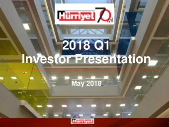Investor Presentation  May 2018  NOTICE  This presentation does not constitute an offer or