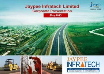 May 2013  Agenda Section 1  Jaypee Group Overview Section 2  Company Overview Section 3  Yamuna